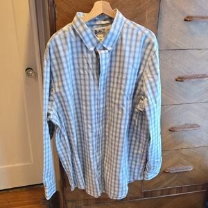 Duluth Trading Co Light Blue and White Plaid Shirt
